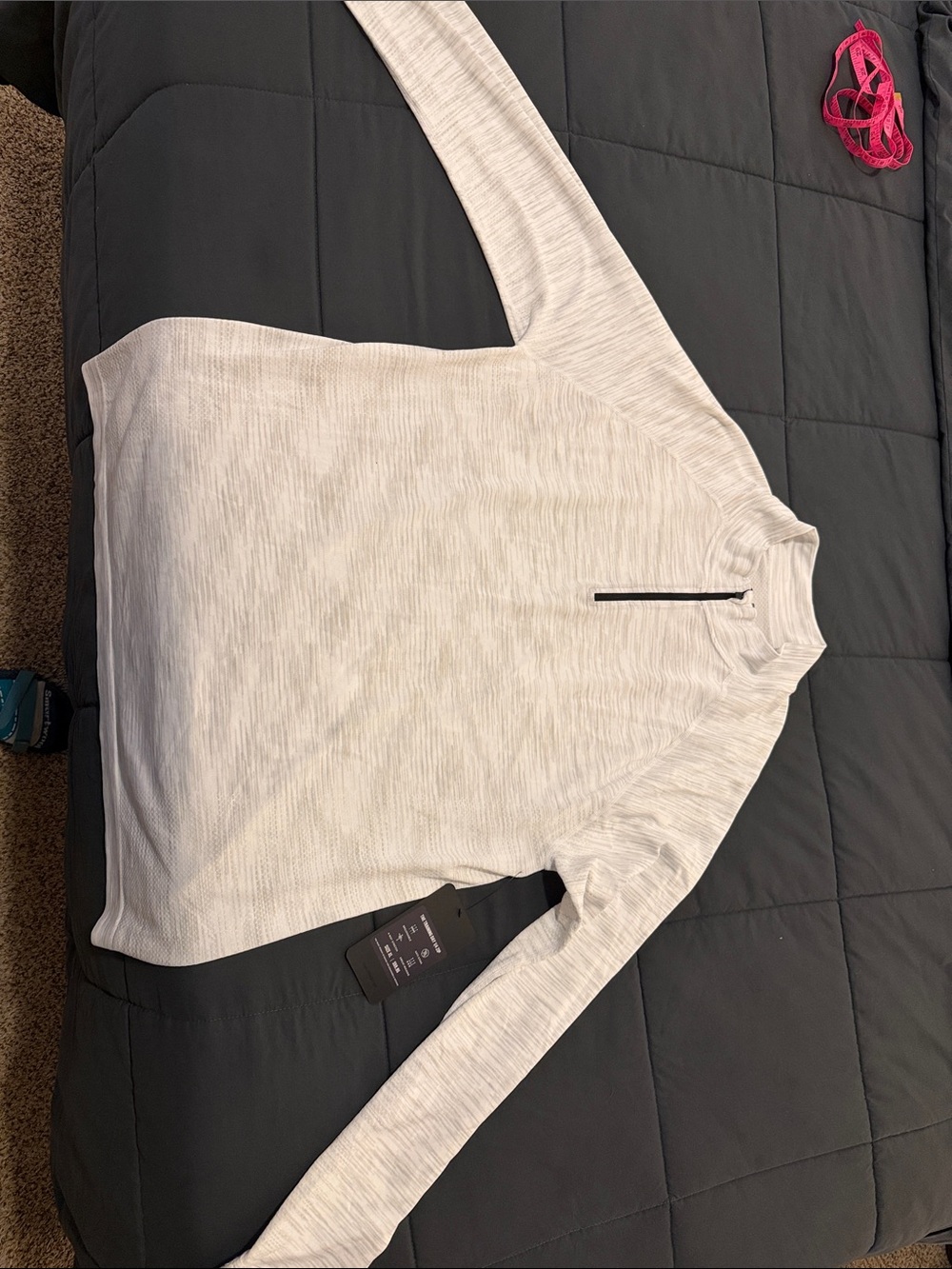 NWT Fabletics Men’s Heathered cream and gray Quarter-Zip Sweater